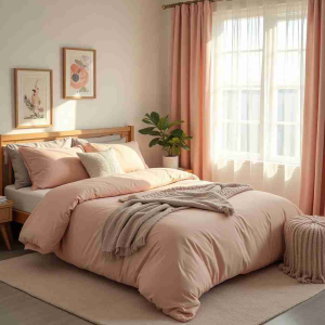 Mattress King Luxury Blush Pink Duvet Cover & Bedding Set
