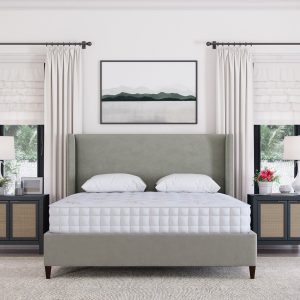 Alternative view of Luxury Hand-Tufted Hybrid Mattress & Sage Green Upholstered Wingback Bed Frame Set